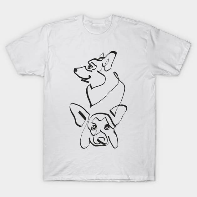 Abstract line Corgi T-Shirt by huebucket